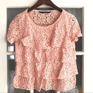 [ZARA] Lace Tiered ruffle top
